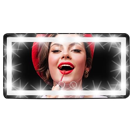 LED Car Vanity Mirror with Lights | Rechargeable Sun Visor Makeup Mirror | 3 Light Modes, 80 LEDs, Dimmable Touch Control, Universal Fit for All Cars