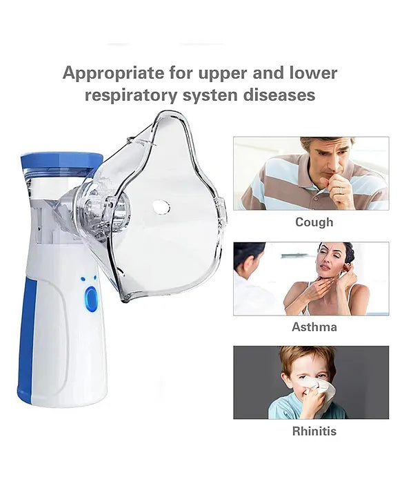 Portable | Nebulizer & Humidifier for Baby & Adults | Compact, Silent, Self-Cleaning Machine with Long Battery Life | Effective for Asthma, Cough, Sinus & Allergy Relief at Home or Travel.