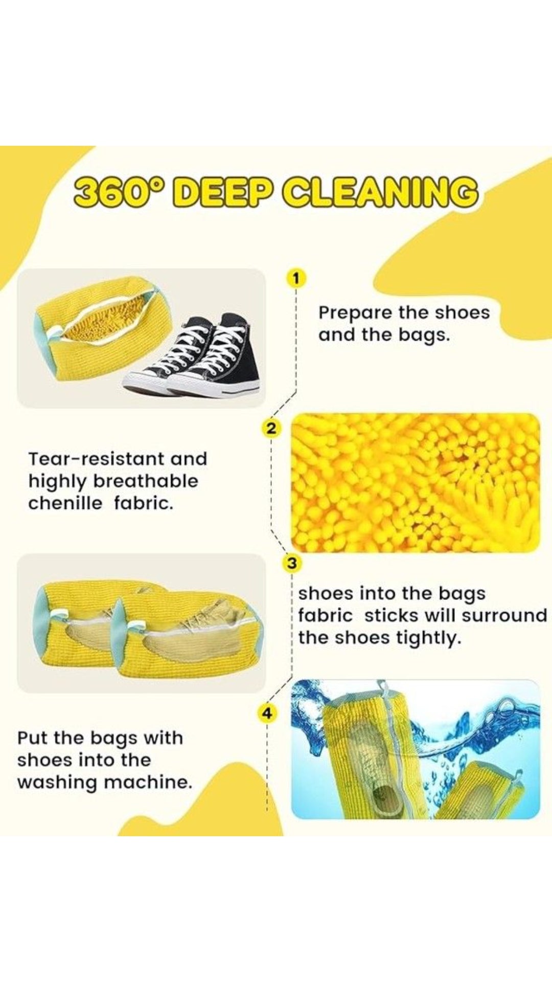 Shoe Washing Machine Bag & Shoe Cleaner Wipes, Laundry Shoe Bag for Washer and Dryer