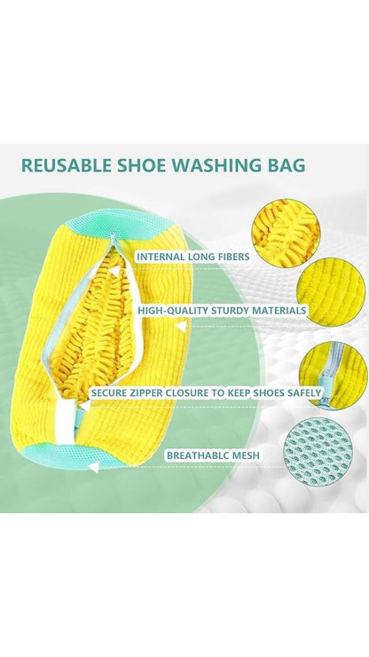 Shoe Washing Machine Bag & Shoe Cleaner Wipes, Laundry Shoe Bag for Washer and Dryer