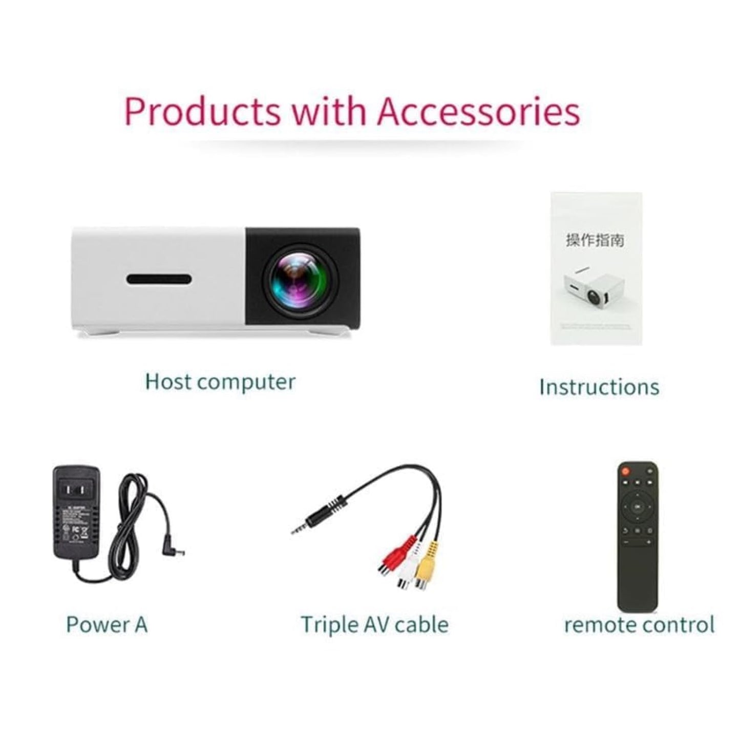 Portable Mini Projector Home Theater with Mini Speaker, LED Projector with Remote Controller, 3500 lm LED Corded Projector UC500 Support HDMI, AV, SD, USB Interfaces