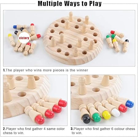 Wooden Memory Chess Game - For Both Kids and Adults Learning Educational Toy
