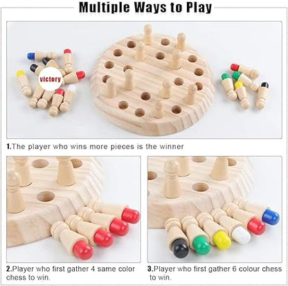 Wooden Memory Chess Game - For Both Kids and Adults Learning Educational Toy