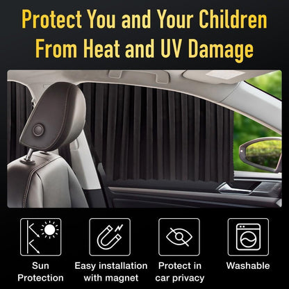 CAR CURTAIN 4PCS SET – Sun Protection & Privacy Foldable & Removable Sunshade for Privacy, UV Protection & Temperature Control – Premium Pleated Design for Baby & Passenger Comfort
