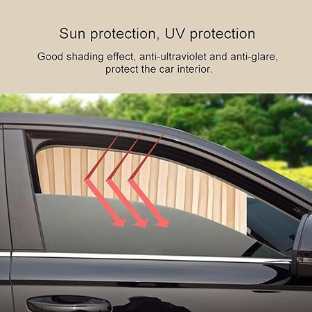 CAR CURTAIN 4PCS SET – Sun Protection & Privacy Foldable & Removable Sunshade for Privacy, UV Protection & Temperature Control – Premium Pleated Design for Baby & Passenger Comfort