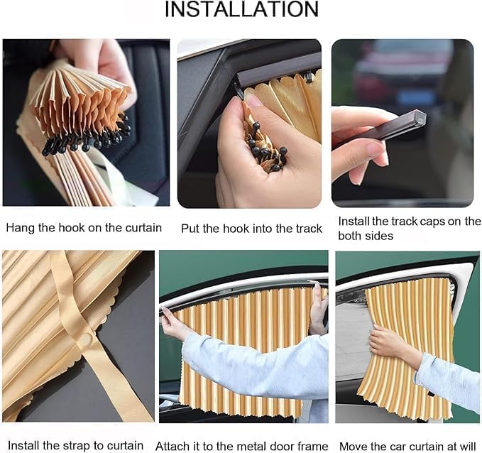 CAR CURTAIN 4PCS SET – Sun Protection & Privacy Foldable & Removable Sunshade for Privacy, UV Protection & Temperature Control – Premium Pleated Design for Baby & Passenger Comfort