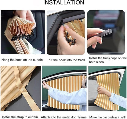 CAR CURTAIN 4PCS SET – Sun Protection & Privacy Foldable & Removable Sunshade for Privacy, UV Protection & Temperature Control – Premium Pleated Design for Baby & Passenger Comfort