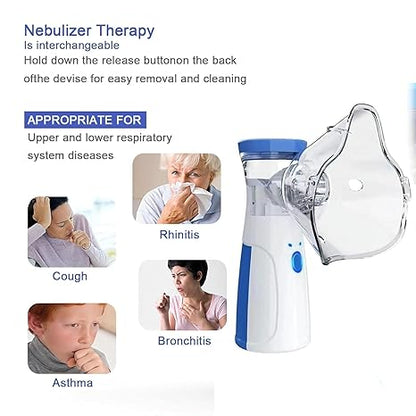 Portable | Nebulizer & Humidifier for Baby & Adults | Compact, Silent, Self-Cleaning Machine with Long Battery Life | Effective for Asthma, Cough, Sinus & Allergy Relief at Home or Travel.