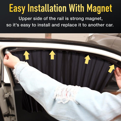 CAR CURTAIN 4PCS SET – Sun Protection & Privacy Foldable & Removable Sunshade for Privacy, UV Protection & Temperature Control – Premium Pleated Design for Baby & Passenger Comfort