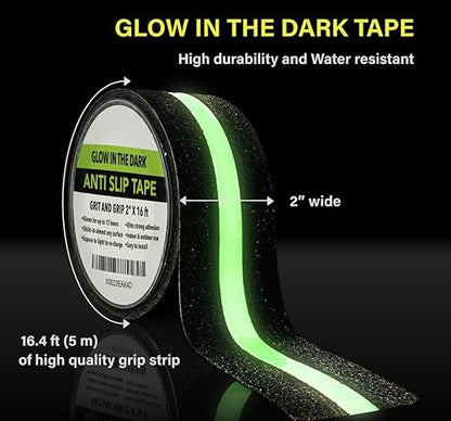 Premium Heavy Duty Strong Anti Skid Tape for Safety and Traction, Indoor or Outdoor, Stair and other Slippery Surfaces Waterproof Anti Slip Glow in the Dark High Traction, Easy Use
