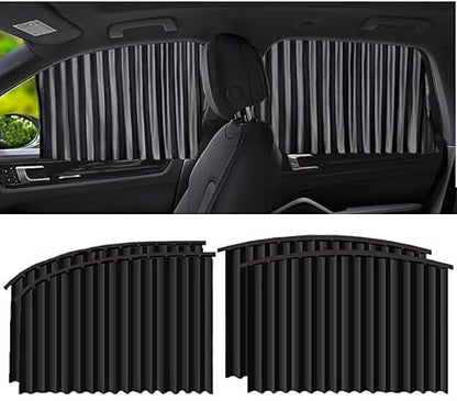CAR CURTAIN 4PCS SET – Sun Protection & Privacy Foldable & Removable Sunshade for Privacy, UV Protection & Temperature Control – Premium Pleated Design for Baby & Passenger Comfort