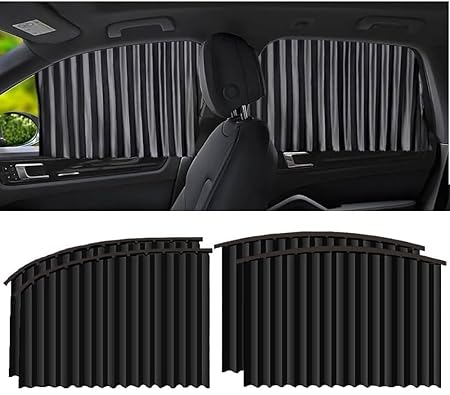 CAR CURTAIN 4PCS SET – Sun Protection & Privacy Foldable & Removable Sunshade for Privacy, UV Protection & Temperature Control – Premium Pleated Design for Baby & Passenger Comfort