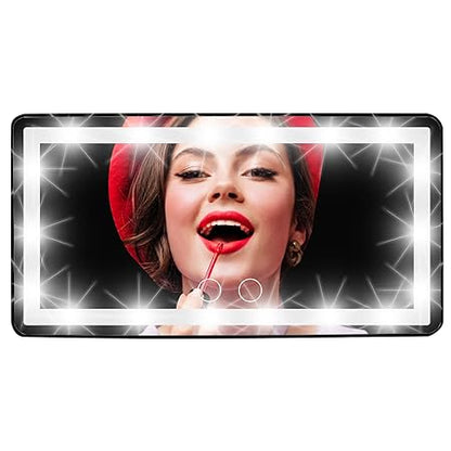 LED Car Vanity Mirror with Lights | Rechargeable Sun Visor Makeup Mirror | 3 Light Modes, 80 LEDs, Dimmable Touch Control, Universal Fit for All Cars