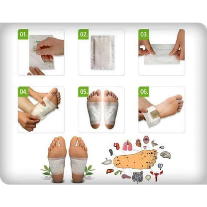 Kinoki Cleansing Detox Foot Patches 30 Adhesive Pads Kit Natural Unwanted Toxins White and Gold