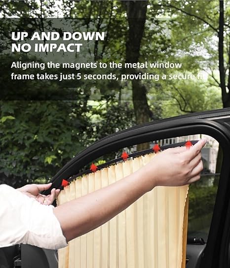 CAR CURTAIN 4PCS SET – Sun Protection & Privacy Foldable & Removable Sunshade for Privacy, UV Protection & Temperature Control – Premium Pleated Design for Baby & Passenger Comfort