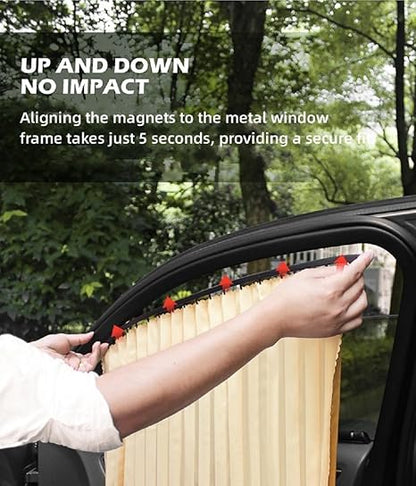 CAR CURTAIN 4PCS SET – Sun Protection & Privacy Foldable & Removable Sunshade for Privacy, UV Protection & Temperature Control – Premium Pleated Design for Baby & Passenger Comfort