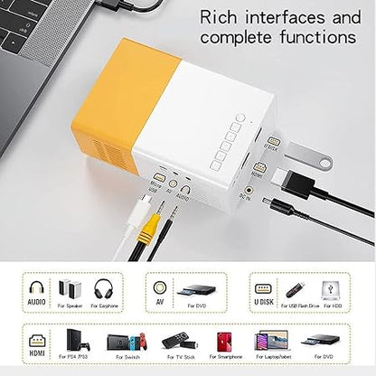 Portable Mini Projector Home Theater with Mini Speaker, LED Projector with Remote Controller, 3500 lm LED Corded Projector UC500 Support HDMI, AV, SD, USB Interfaces