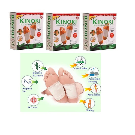 Kinoki Cleansing Detox Foot Patches 30 Adhesive Pads Kit Natural Unwanted Toxins White and Gold