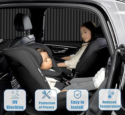 CAR CURTAIN 4PCS SET – Sun Protection & Privacy Foldable & Removable Sunshade for Privacy, UV Protection & Temperature Control – Premium Pleated Design for Baby & Passenger Comfort