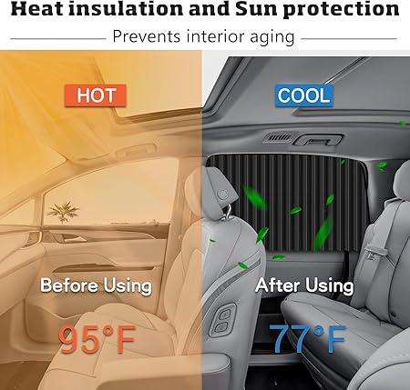 CAR CURTAIN 4PCS SET – Sun Protection & Privacy Foldable & Removable Sunshade for Privacy, UV Protection & Temperature Control – Premium Pleated Design for Baby & Passenger Comfort