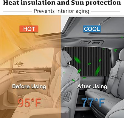 CAR CURTAIN 4PCS SET – Sun Protection & Privacy Foldable & Removable Sunshade for Privacy, UV Protection & Temperature Control – Premium Pleated Design for Baby & Passenger Comfort