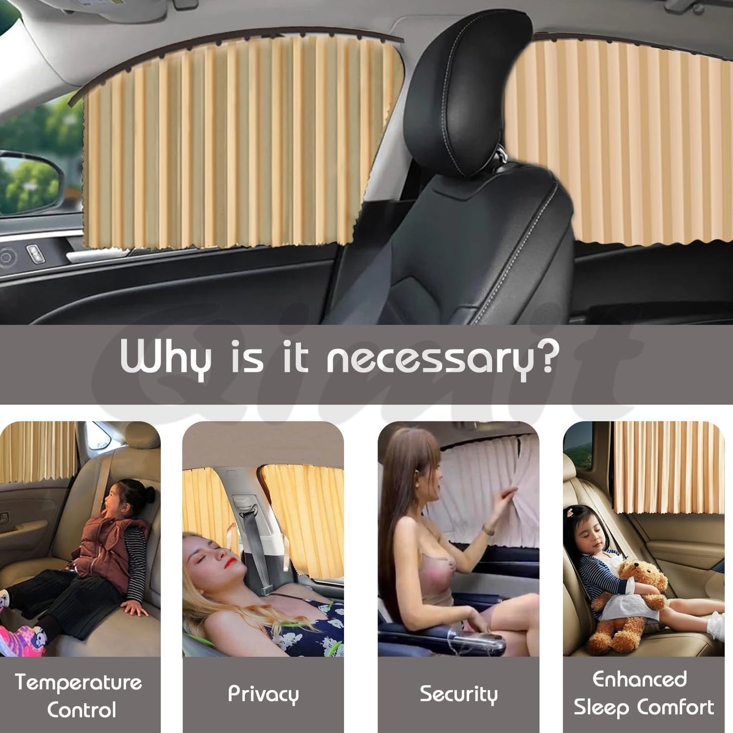 CAR CURTAIN 4PCS SET – Sun Protection & Privacy Foldable & Removable Sunshade for Privacy, UV Protection & Temperature Control – Premium Pleated Design for Baby & Passenger Comfort