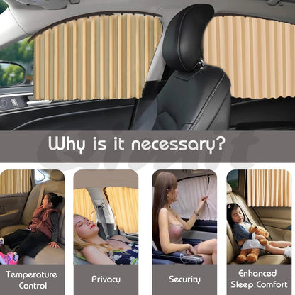 CAR CURTAIN 4PCS SET – Sun Protection & Privacy Foldable & Removable Sunshade for Privacy, UV Protection & Temperature Control – Premium Pleated Design for Baby & Passenger Comfort