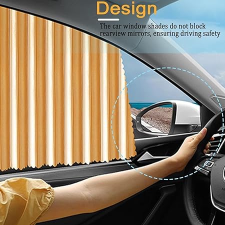 CAR CURTAIN 4PCS SET – Sun Protection & Privacy Foldable & Removable Sunshade for Privacy, UV Protection & Temperature Control – Premium Pleated Design for Baby & Passenger Comfort