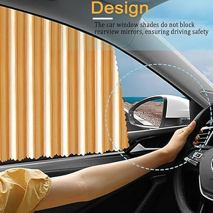 CAR CURTAIN 4PCS SET – Sun Protection & Privacy Foldable & Removable Sunshade for Privacy, UV Protection & Temperature Control – Premium Pleated Design for Baby & Passenger Comfort