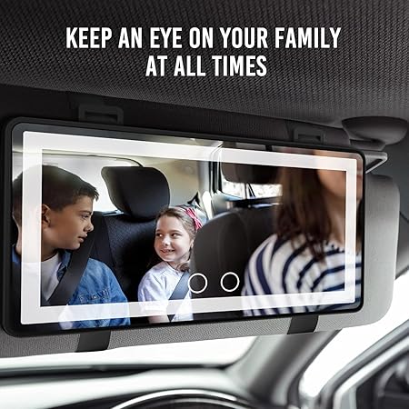 LED Car Vanity Mirror with Lights | Rechargeable Sun Visor Makeup Mirror | 3 Light Modes, 80 LEDs, Dimmable Touch Control, Universal Fit for All Cars