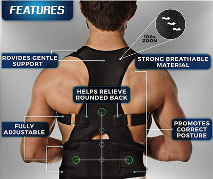 Posture Corrector Belt Unisex | Adjustable Back Support for Pain Relief & Spine Alignment
