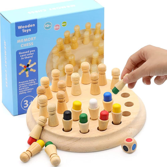 Wooden Memory Chess Game - For Both Kids and Adults Learning Educational Toy