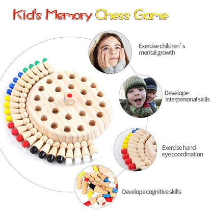 Wooden Memory Chess Game - For Both Kids and Adults Learning Educational Toy