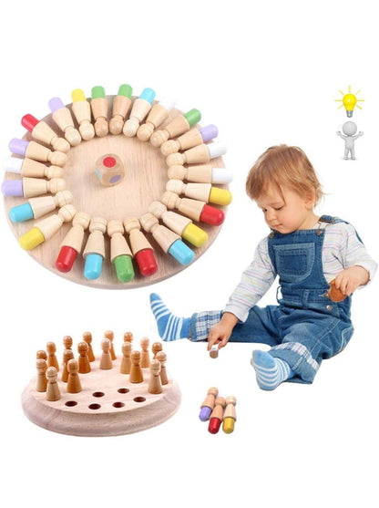 Wooden Memory Chess Game - For Both Kids and Adults Learning Educational Toy