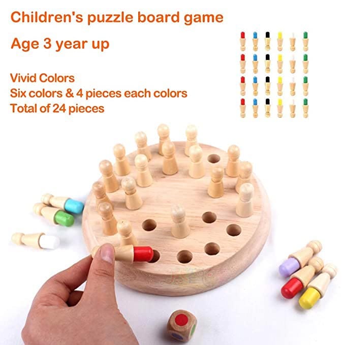 Wooden Memory Chess Game - For Both Kids and Adults Learning Educational Toy